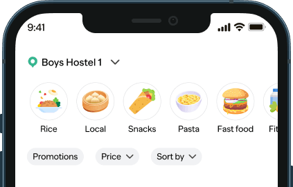 The Veat app showing campus vendors
